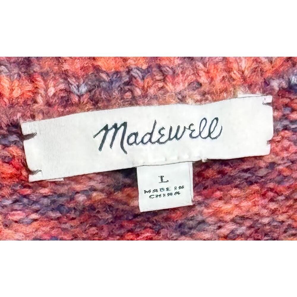 Madewell Red Multicolor Marled Knit Side Button Sweater Size Large - Picture 5 of 9